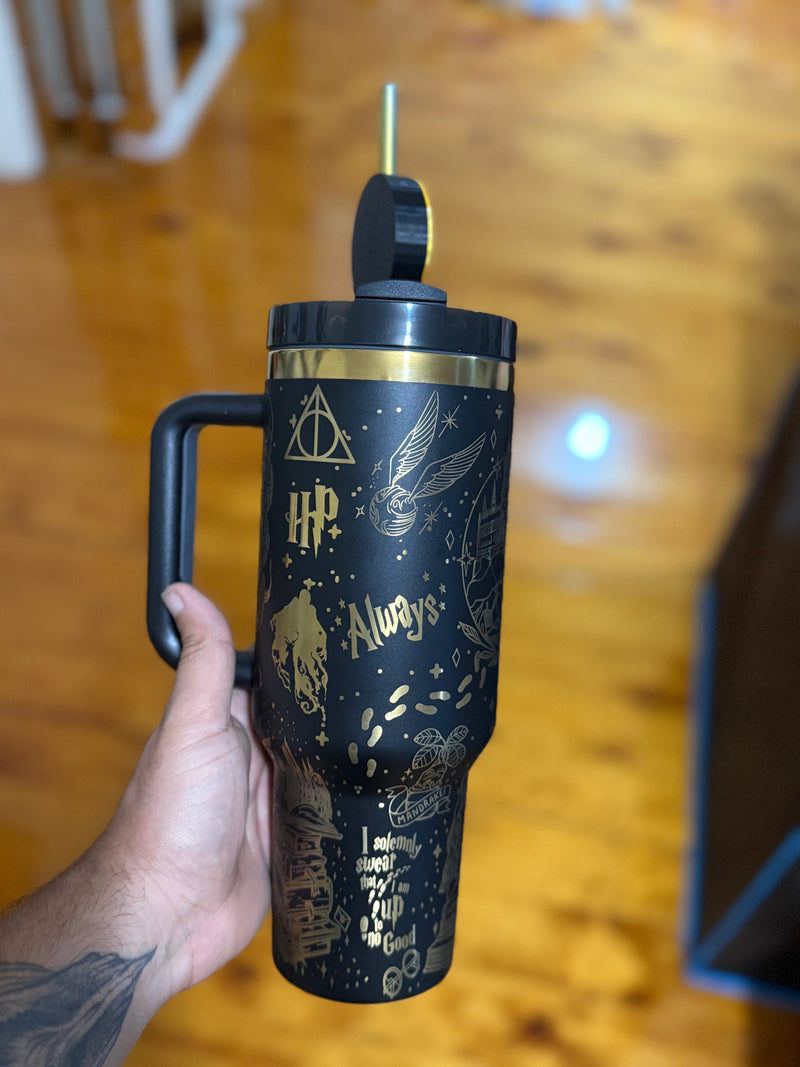 Harry Potter - 40oz Tumbler – FREE Stainless Steel Rainbow Straw and Straw Cap