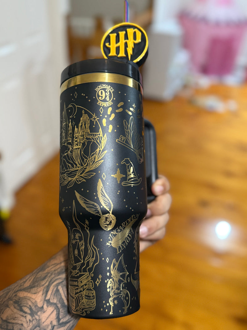 Harry Potter - 40oz Tumbler – FREE Stainless Steel Rainbow Straw and Straw Cap