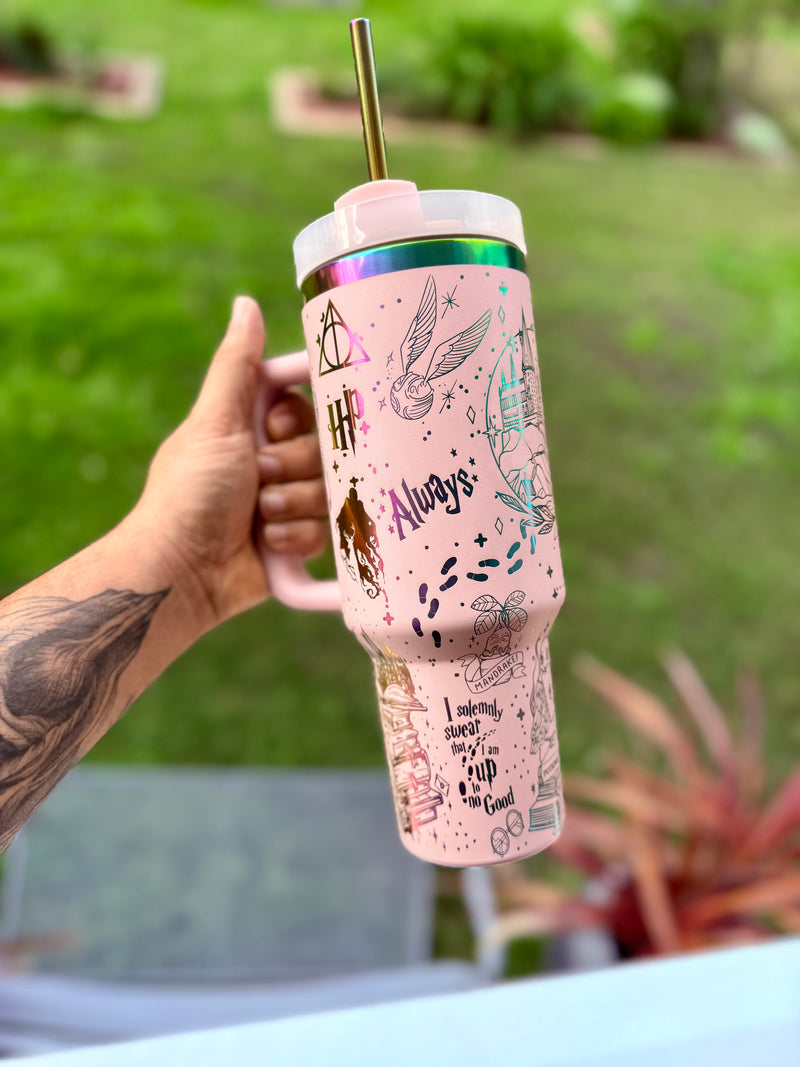 Harry Potter - 40oz Tumbler – FREE Stainless Steel Rainbow Straw and Straw Cap