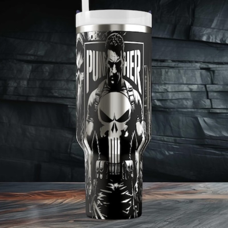 Punisher - 40oz - Laser engraving design - SVG digital file