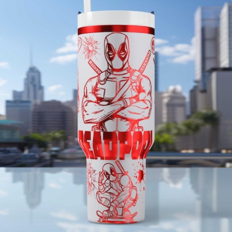 Deadpool - 40oz - Laser engraving design - SVG digital file