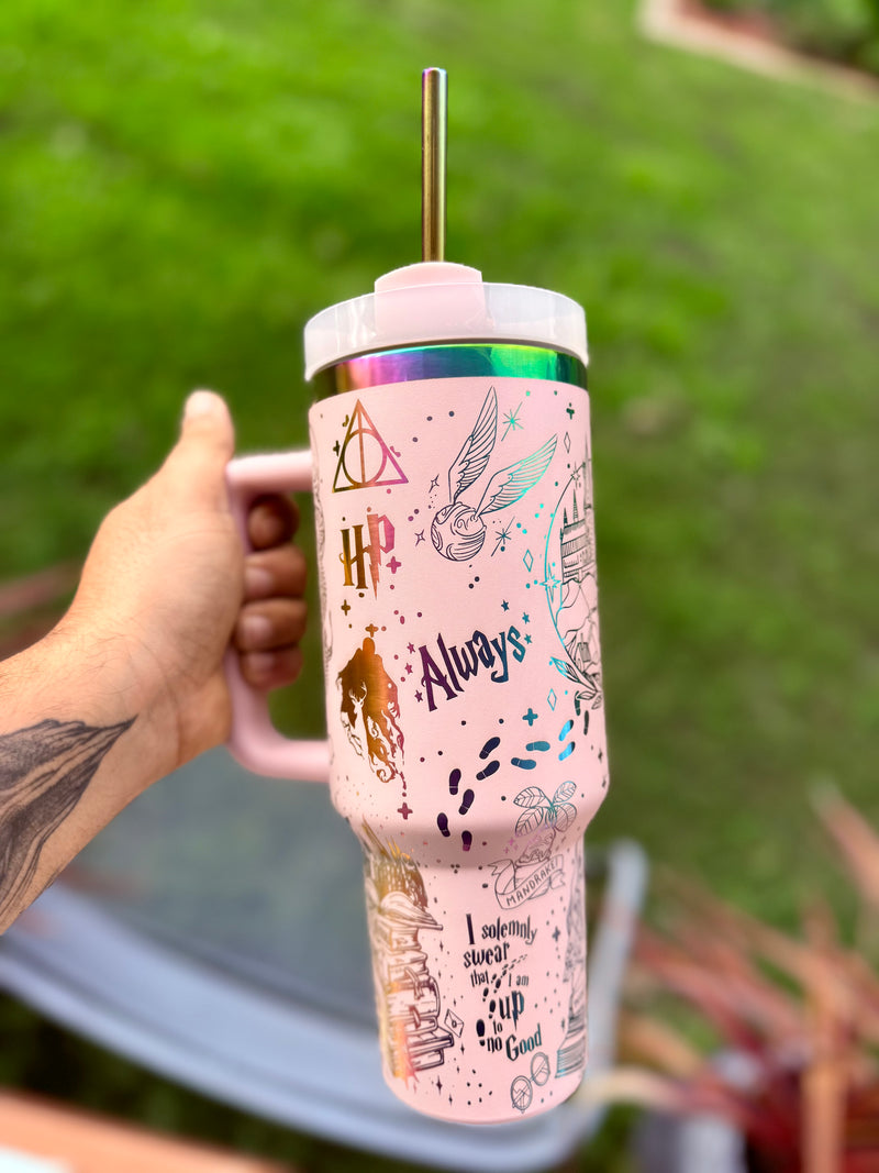 Harry Potter - 40oz Tumbler – FREE Stainless Steel Rainbow Straw and Straw Cap