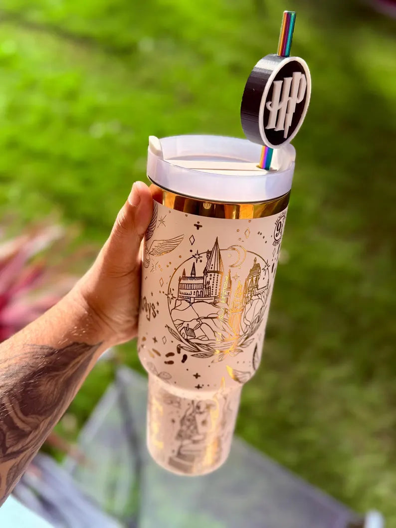 Harry Potter - 40oz Tumbler – FREE Stainless Steel Rainbow Straw and Straw Cap