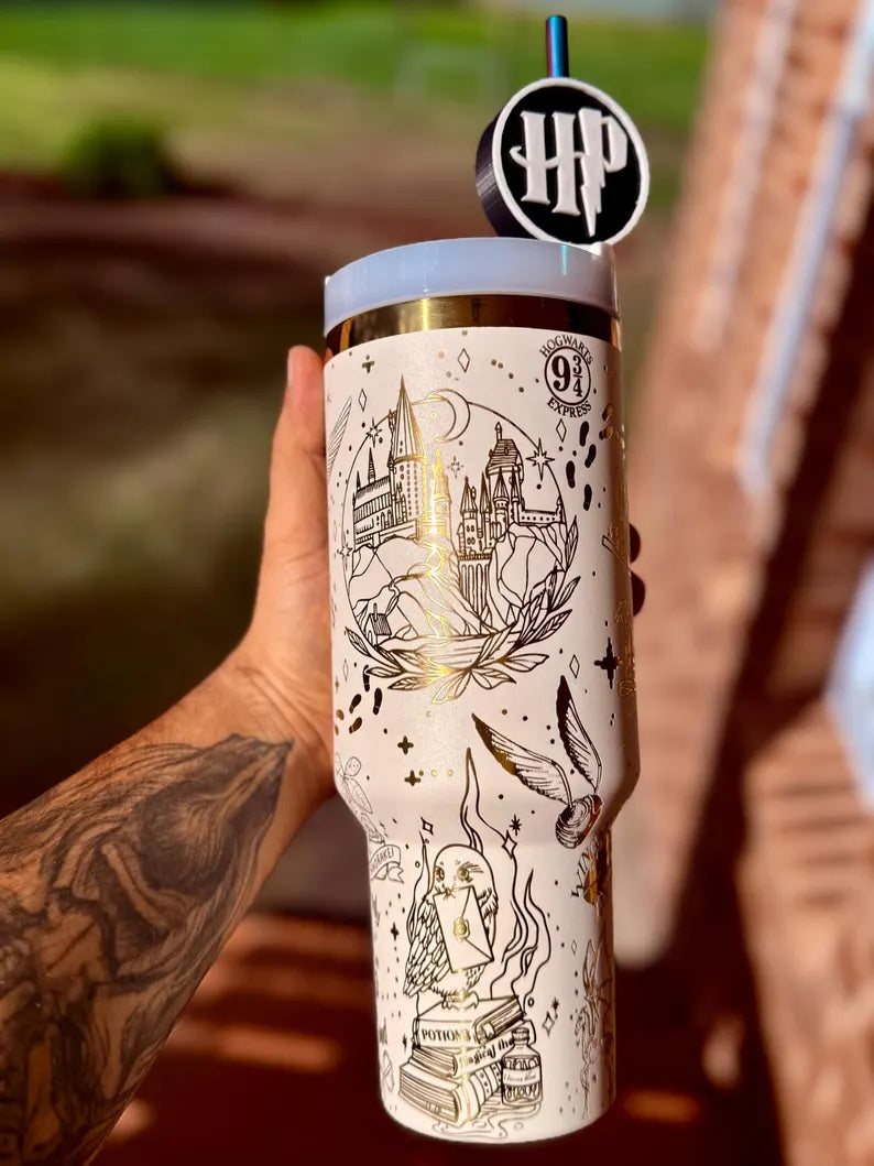 Harry Potter - 40oz Tumbler – FREE Stainless Steel Rainbow Straw and Straw Cap